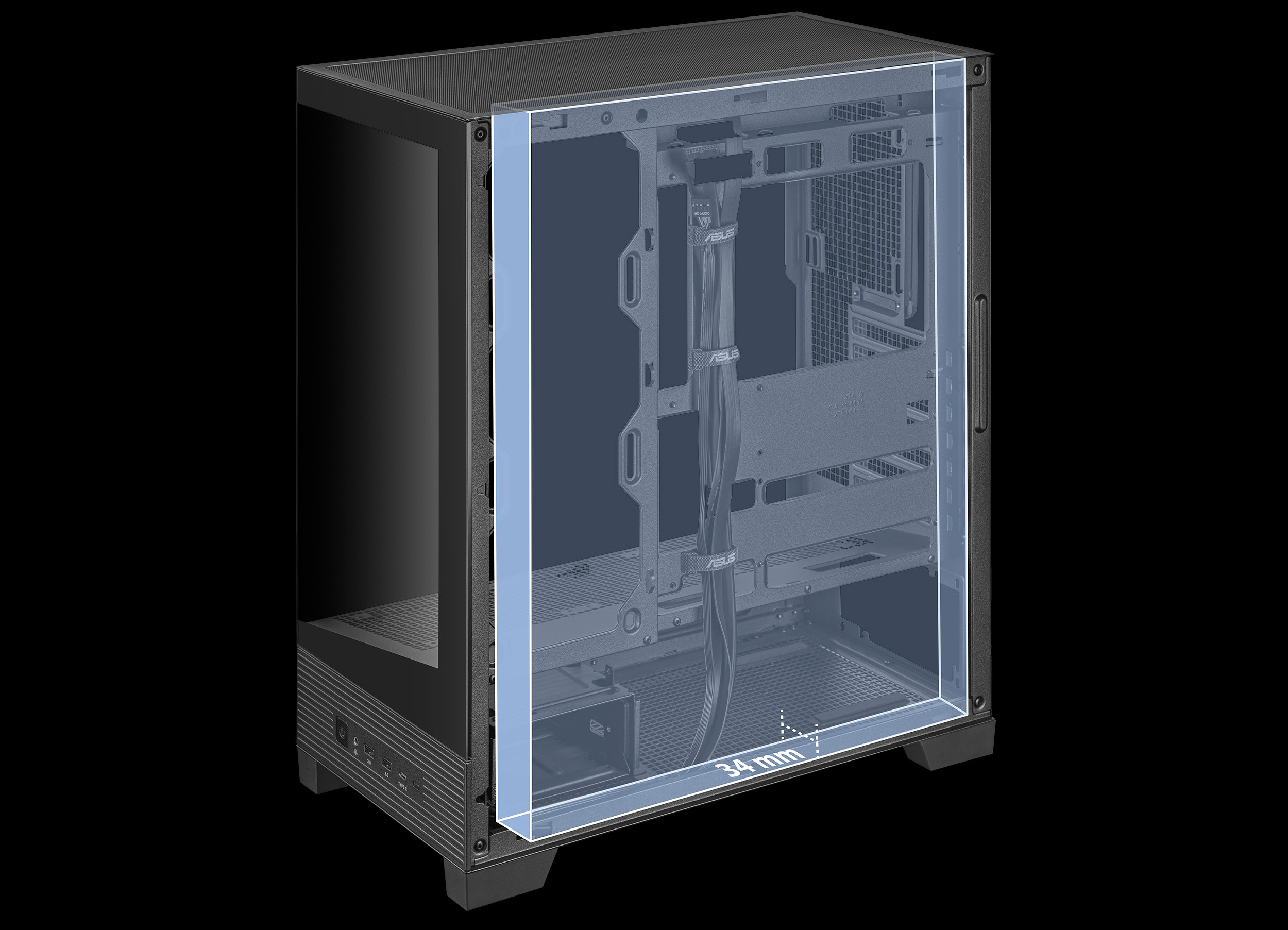 ASUS A31 Black ATX Mid-Tower Gaming Case, Dual-sided tempered